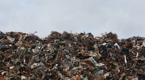 Scrap metal piled high at a recycling centre