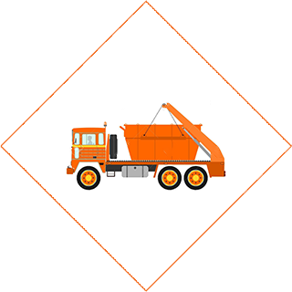 Icon of an orange skip lorry.