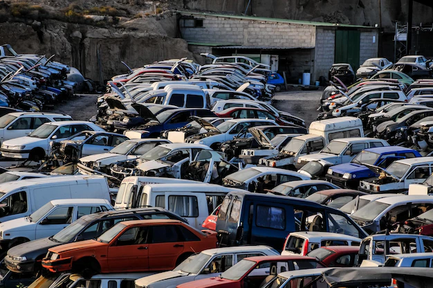 Scrap cars waiting to be recycled